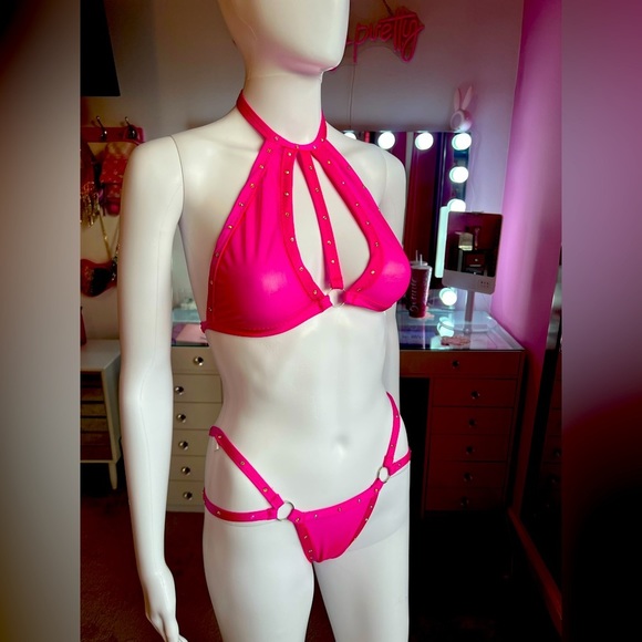 Other - PINK Rhinestone Lingerie 2 piece Set